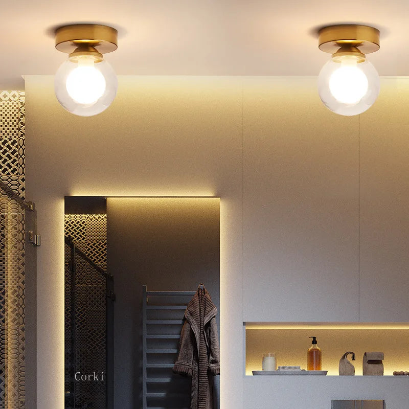 Axyaa Round Glass Ball Ceiling Light - Nordic Design for Modern Home Decor