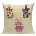 Axyaa Cartoon Tiger Lion Dance Pillow Case Cover for Bed Sofa Decoration