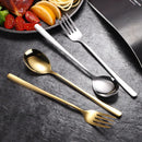 Axyaa Stainless Steel Long Handle Spoon Fork Set for Home Kitchen Dining