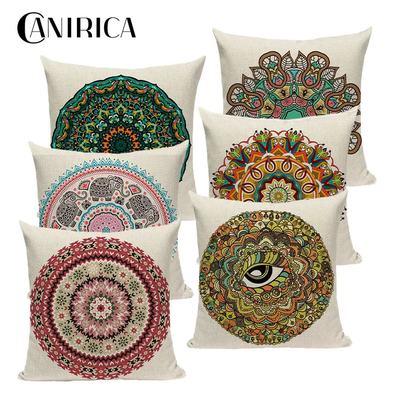 Bohemian Linen Cushion Cover 45x45 for Sofa - Axyaa Brand Home Decor