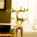 Axya Dark Green Deer Fruit Plate with Gold Border Metal Frame