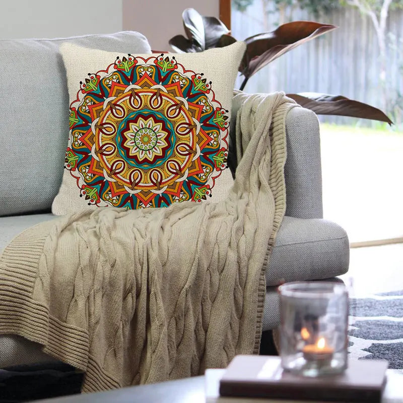 Bohemian Linen Cushion Cover 45x45 for Sofa - Axyaa Brand Home Decor