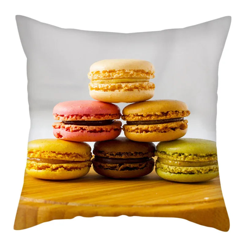 Axyaa Biscuits Cake Print Decor Pillow Cover for Home Sofa Decoration