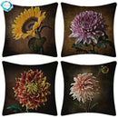 Retro Sunflower Floral Pillow Case 45X45CM for Home Decor by Axyaa