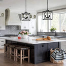 Axyaa Farmhouse Chandelier: E14 Black Modern Droplight for Dining, Kitchen, Living Room