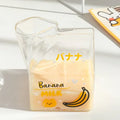 Axyaa Kawaii Strawberry Milk Carton Glass Cup - 380ml Square Creative Breakfast Cup