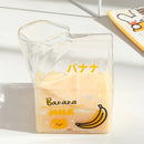 Axyaa Kawaii Strawberry Milk Carton Glass Cup - 380ml Square Creative Breakfast Cup