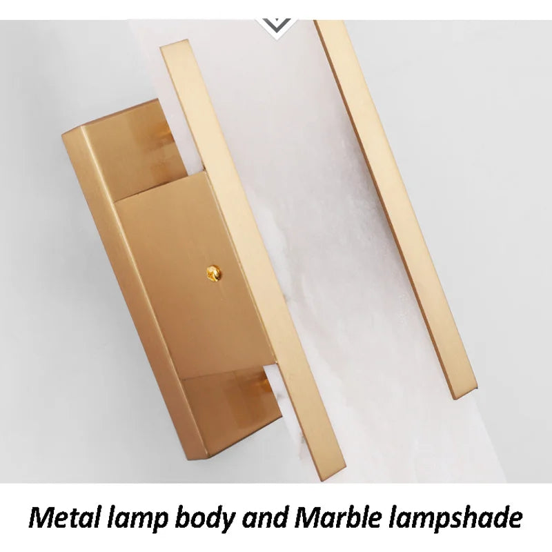 Marble Wall Lamp Living Room Bedroom Decor Golden Sconce Axyaa Aisle Staircase