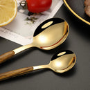 Axyaa 5-Piece Stainless Steel Wooden Handle Dinnerware Set