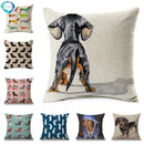 Axyaa Dachshund Dog Print Cotton Linen Pillow Covers 45X45cm