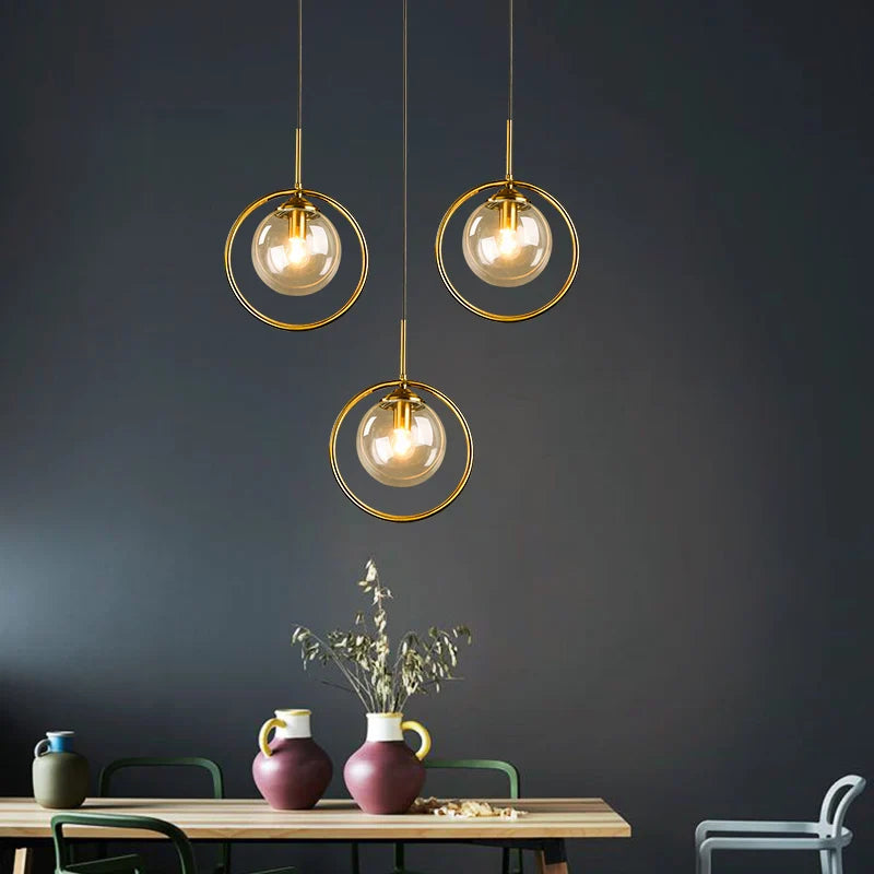 Axya Glass Ball Pendant Lights - Smoky Gray Magic Bean Suspension Lamp