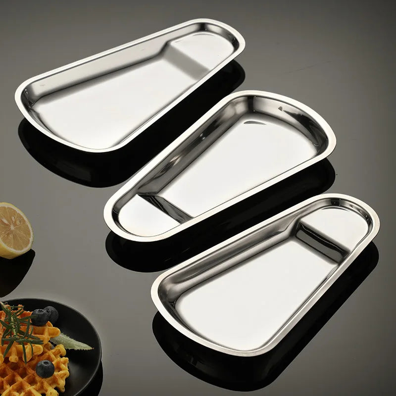 Axyaa Stainless Steel Food Storage Tray Dessert Plate Snack Pan Buffet Tableware