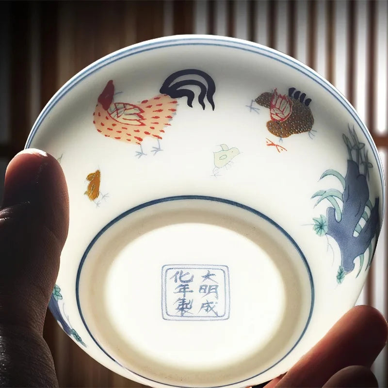 Axya Chinese Style Handmade Antique Bone Chicken Cup Tea Wine Water Cup