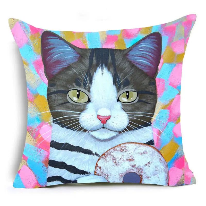 Cartoon Cat Pet Pillow Cover for Home Sofa Decor by Axyaa