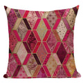 Axyaa Geometric Cushion Cover: Green Pink Diamond Design for Home, Bedroom, and Car