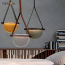 Axya Handmade Leather Glass Pendant Lamp for Room, Restaurant, and Bedroom