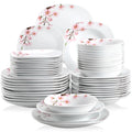 Axyaa 48-Piece Porcelain Ceramic Dinnerware Set for 12: Plates and Bowls
