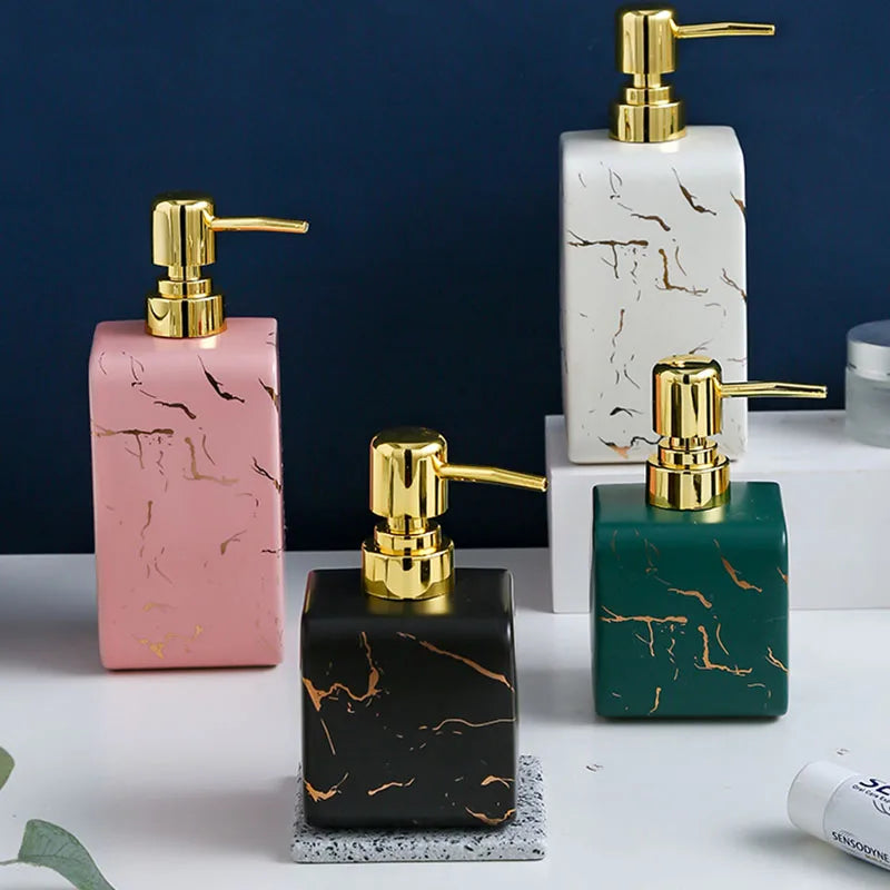 Axya Marble Pattern Ceramic Lotion Bottle for Bathroom and Shower Accessories