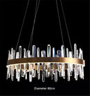 Axyaa Gold LED Chandelier: Modern Crystal Dining Room Lighting