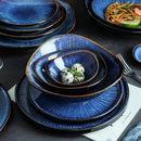 Axya Blue Ceramic Tableware Set: Flat Plate, Steak Dish, Breakfast Plate, Big Bowl