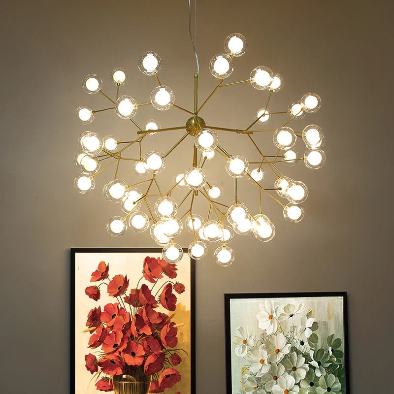 Axyaa LED Firefly Sputnik Chandelier: Modern Tree Branch Ceiling Hanging Lamp