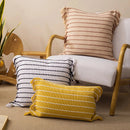 Axyaa Cotton Cushion Cover with Tassels in Black and White, Various Sizes