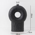 Axyaa Circle Texture Black and White Ceramic Vase - Modern Abstract Floral Home Decor