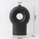 Axyaa Circle Texture Black and White Ceramic Vase - Modern Abstract Floral Home Decor