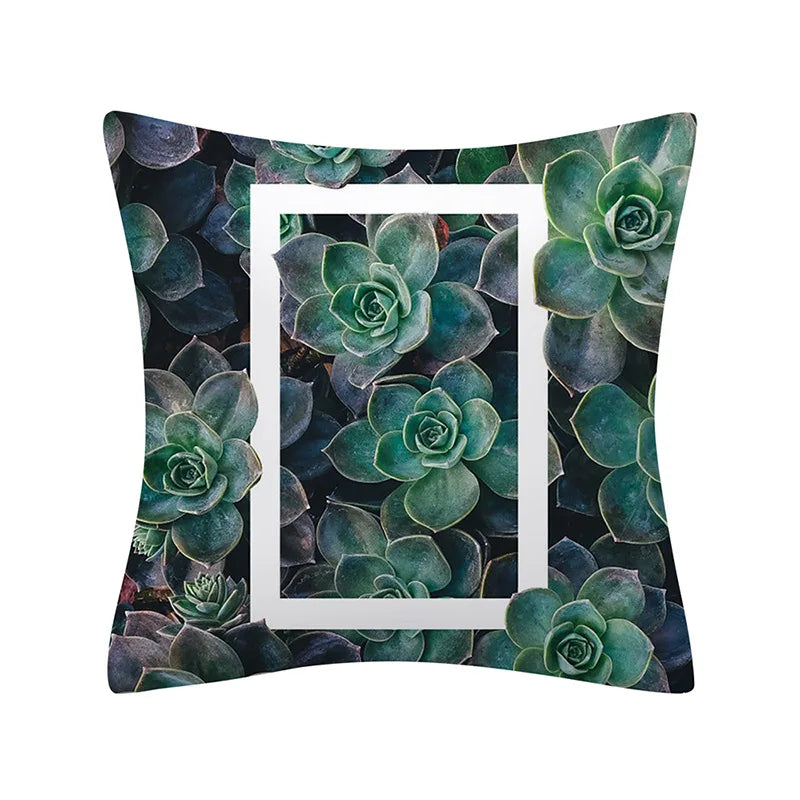 Axyaa Cactus Plant Pattern Pillow Cover Abstract Art Sofa Throw Decor Case