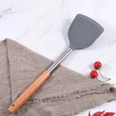 Axyaa Silicone Kitchen Utensils Set with Wooden Handles