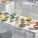 Axyaa Arco 18-Piece Handpainted Ceramic Tableware Set - Spiral & Colourful Stoneware Dinner Set