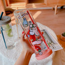 Axyaa Clear Plastic Water Bottle With Straw, Tea Strainer, Stickers, Large Capacity