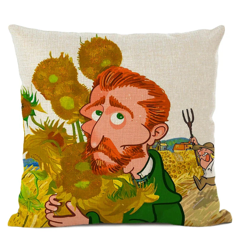 Van Gogh Self Portrait Cushion Cover by Axyaa - Home Decor