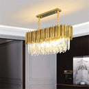 Axyaa Gold Oval Chandelier Stainless Steel K9 Crystal Suspension Lighting