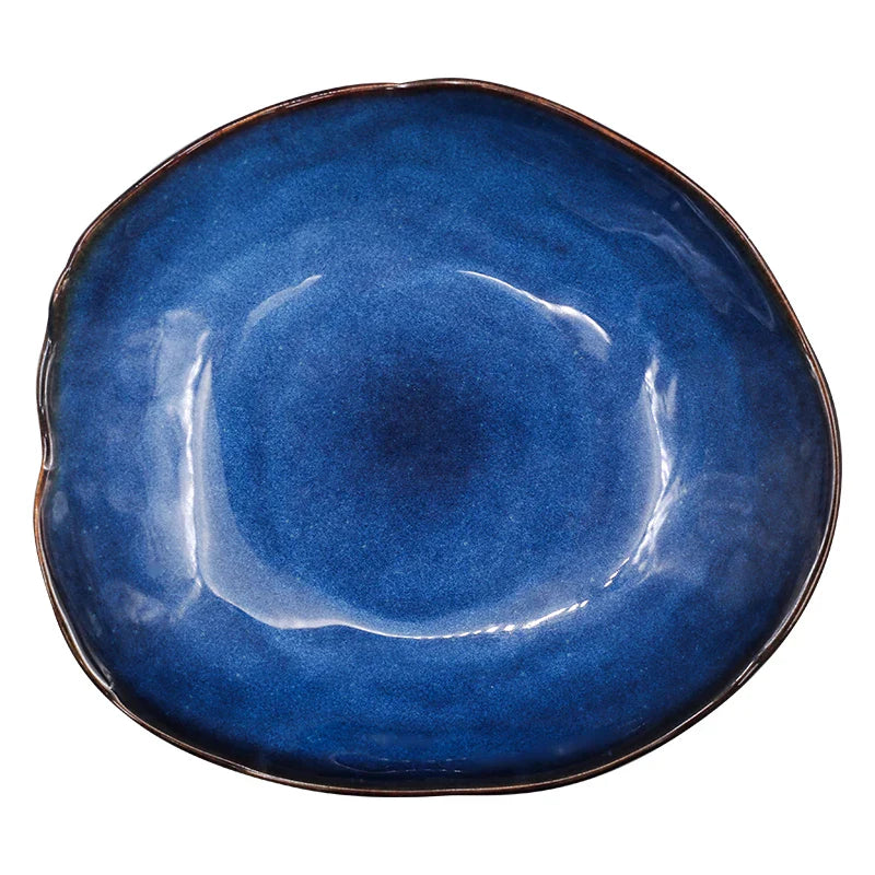 Axya Nordic Ceramic Dinnerware Set, Irregular Shape, Pottery Plate and Bowl, Salad Dish