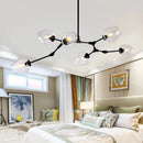 Axyaa Modern Nordic Glass Chandelier - Black Gold Loft Living Room Bedroom Hanging Lamp