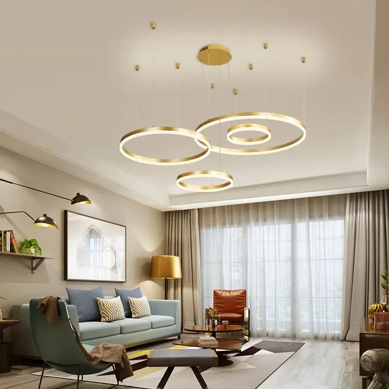 Axyaa Modern Circle Rings LED Chandelier: Luxurious Illumination for Your Home