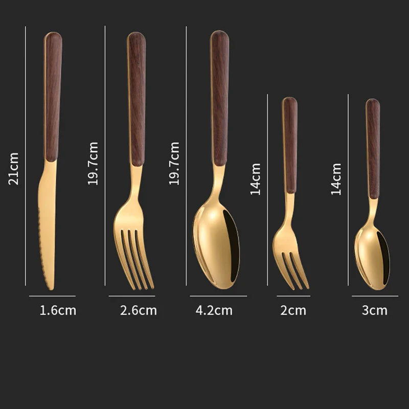Axyaa Wooden Handle Stainless Steel Cutlery Set
