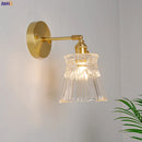 Axyaa Copper Glass Wall Lights Sconce LED Nordic Modern Bedroom Stair Lamp