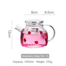 Axyaa Kawaii Strawberry Glass Water Pot Large Capacity Teapot Heat Resistant.