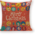 Axyaa Festive Santa Claus Christmas Tree Linen Throw Pillow Case