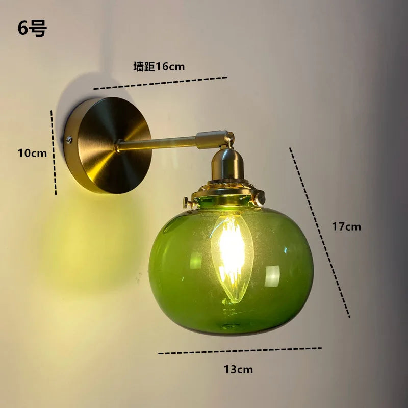 Axyaa Clear Glass LED Wall Sconce Switch Lamp for Bathroom Mirror Stairway, Nordic Copper Influence