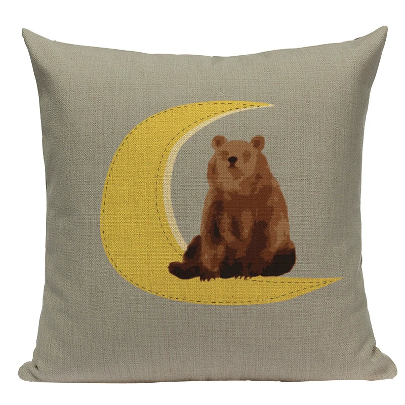 Axyaa Nordic Bear Cushion Cover 45x45cm Cute Cartoon Animal Pillow Case