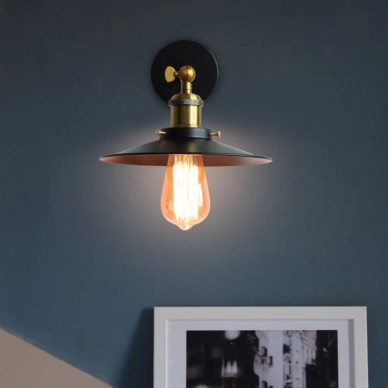 Axya Industrial Loft LED Wall Lamp: Retro Vintage Iron Lampshade for Home Decor