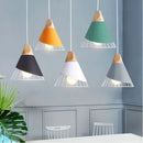 Axya Modern Wood Pendant Lights E27 Iron Hanging Lamp for Home Lighting Fixtures