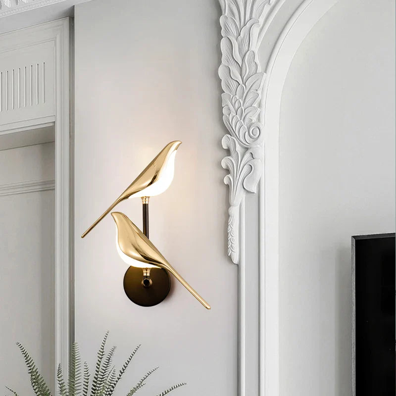 Axya Gold Plated Bird Design LED Wall Sconce for Home Decor