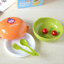 Axyaa Kids Round Bento Box with Fork & Spoon, Double-layer Lunch Box