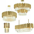 Axyaa Crystal LED Chandeliers: Adjustable Metal Hanging Lamp for Living Room, Dining Area & Bedroom