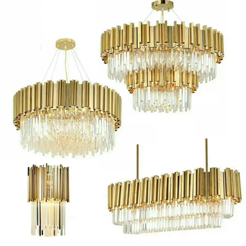 Axyaa Crystal LED Chandeliers: Adjustable Metal Hanging Lamp for Living Room, Dining Area & Bedroom