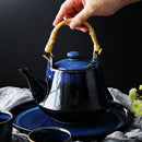 Axya Blue Ceramic Tea Kettle Set - Japanese Kiln Glaze Teaware Set